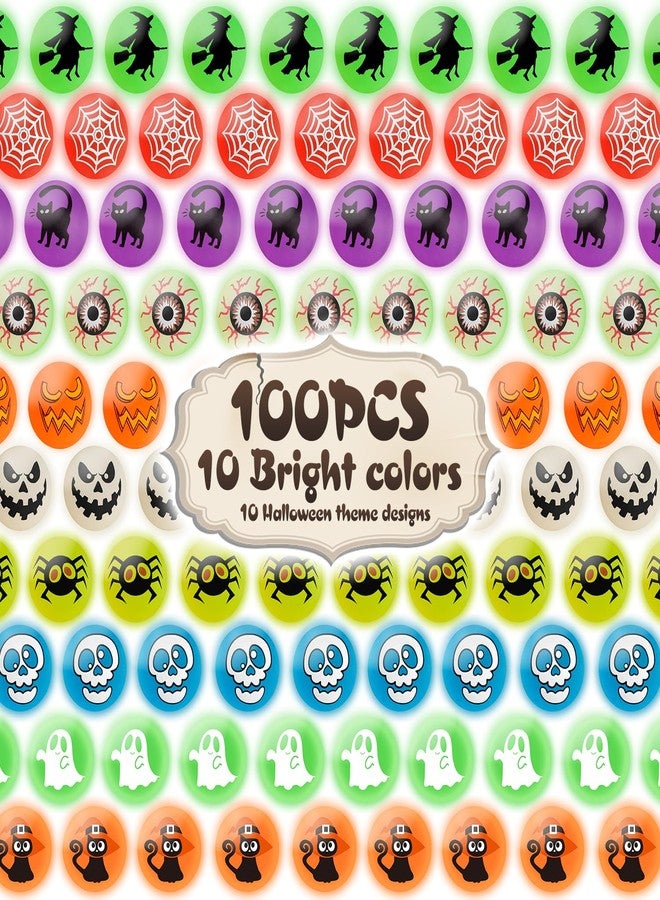 Shemira 100pcs Glow in The Dark Bouncing Balls,8 Halloween Theme Designs Bouncy Toys Balls, Halloween Party Favors Supplies, Trick or Treating Goodie, Halloween Miniatures,School Classroom Game Rewards - Image 2